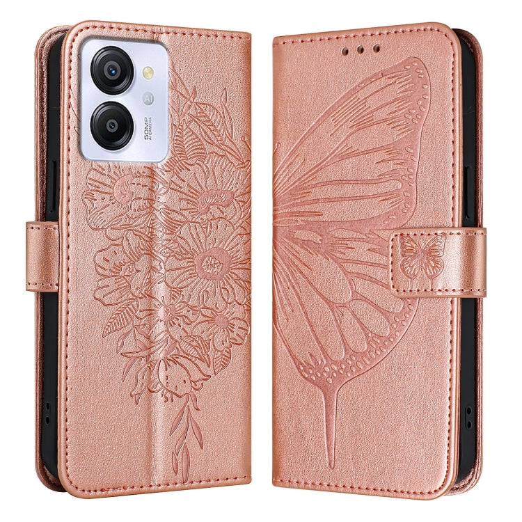 For Blackview Color 8 Embossed Butterfly Leather Phone Case(Rose Gold)