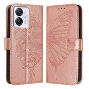 For Blackview Color 8 Embossed Butterfly Leather Phone Case(Rose Gold)