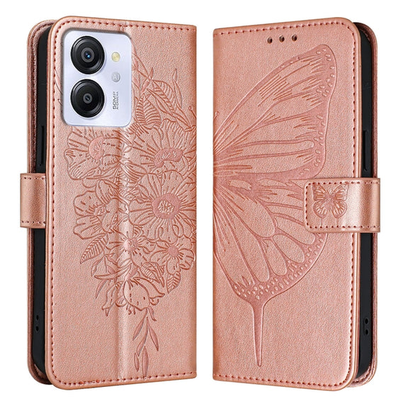 For Blackview Color 8 Embossed Butterfly Leather Phone Case(Rose Gold)