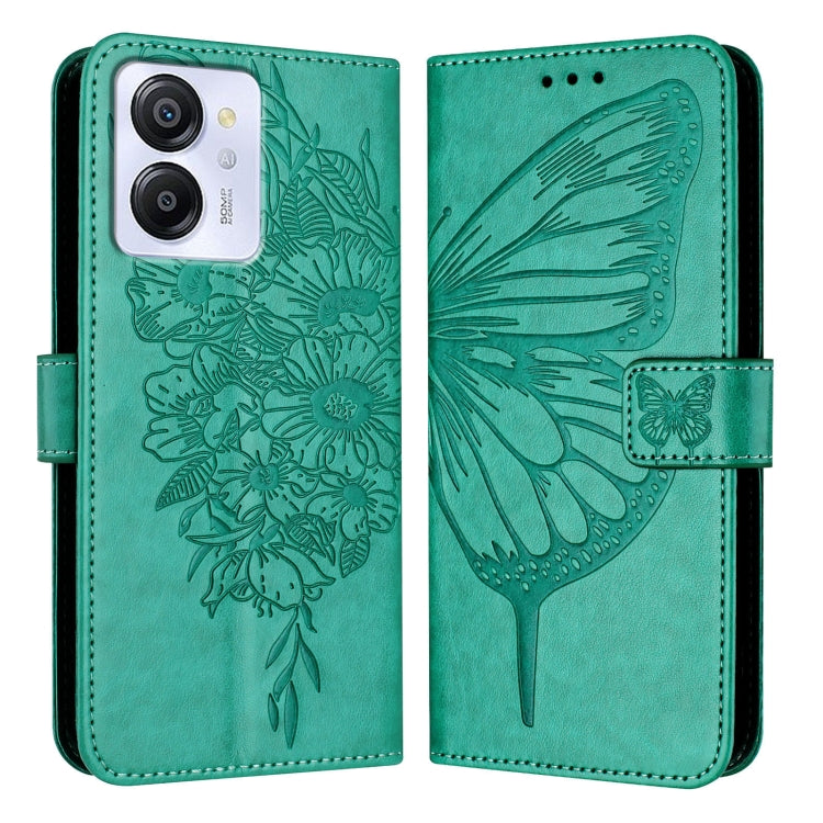 For Blackview Color 8 Embossed Butterfly Leather Phone Case(Green)
