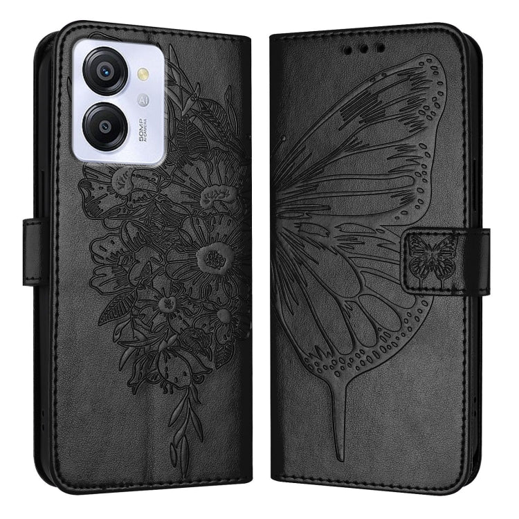 For Blackview Color 8 Embossed Butterfly Leather Phone Case(Black)