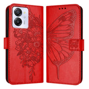 For Blackview Color 8 Embossed Butterfly Leather Phone Case(Red)