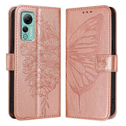 For Ulefone Note 14 Embossed Butterfly Leather Phone Case(Rose Gold)