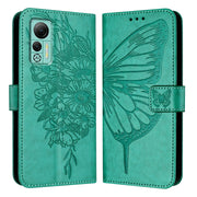 For Ulefone Note 14 Embossed Butterfly Leather Phone Case(Green)