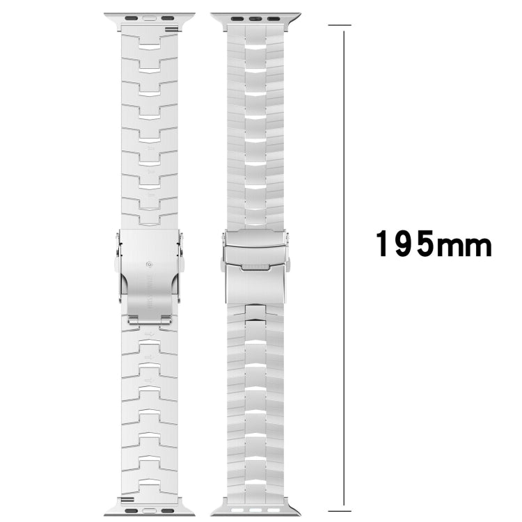 For Apple Watch Series 4 44mm Rice Ears Safety Buckle Titanium Alloy Watch Band(Silver)