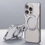 For iPhone 16 Pro Max Aluminum Alloy Frameless 360-Degree Rotating Phone Case(Silver)
