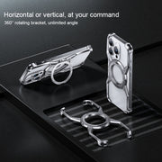 For iPhone 15 Pro Max Aluminum Alloy Frameless 360-Degree Rotating Phone Case(Grey)