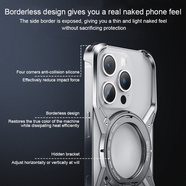For iPhone 15 Pro Max Aluminum Alloy Frameless 360-Degree Rotating Phone Case(Grey)