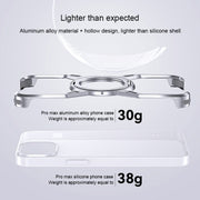 For iPhone 15 Pro Max Aluminum Alloy Frameless 360-Degree Rotating Phone Case(Grey)