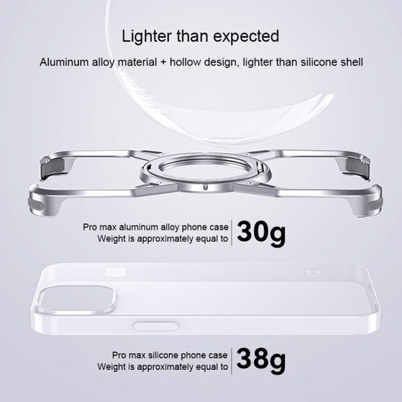 For iPhone 15 Pro Max Aluminum Alloy Frameless 360-Degree Rotating Phone Case(Grey)