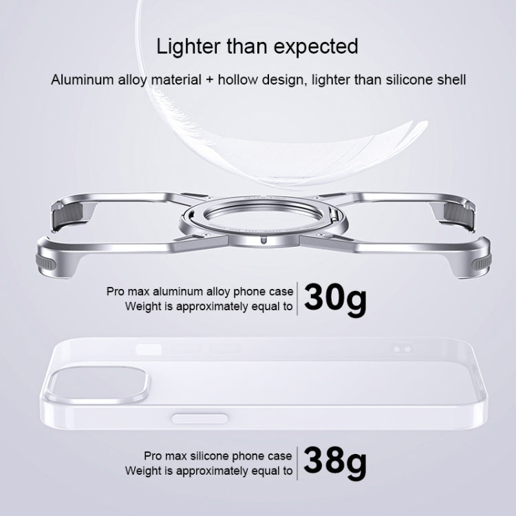 For iPhone 13 Pro Max / 14 Pro Max Aluminum Alloy Frameless 360-Degree Rotating Phone Case(Grey)
