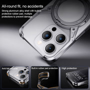 For iPhone 15 Pro Max Aluminum Alloy Frameless 360-Degree Rotating Phone Case(Grey)