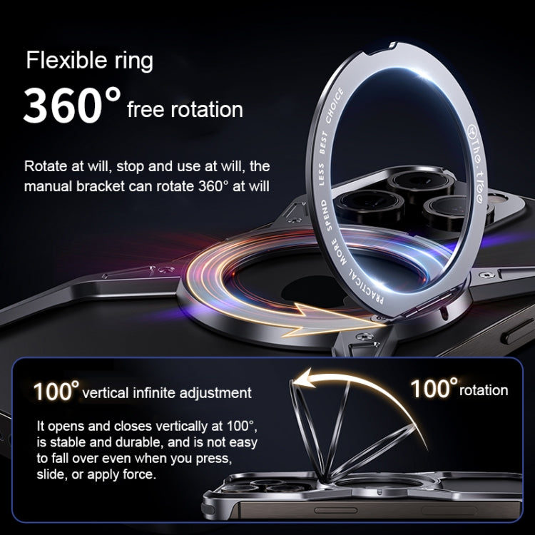 For iPhone 15 Pro Max Aluminum Alloy Frameless 360-Degree Rotating Phone Case(Grey)