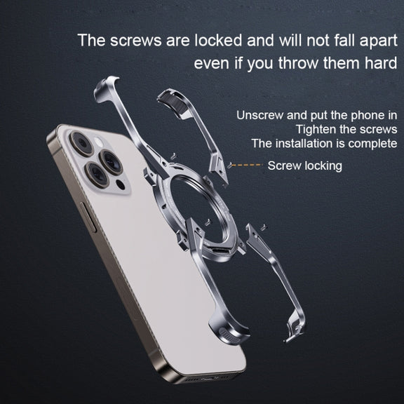 For iPhone 16 Pro Aluminum Alloy Frameless 360-Degree Rotating Phone Case(Grey)