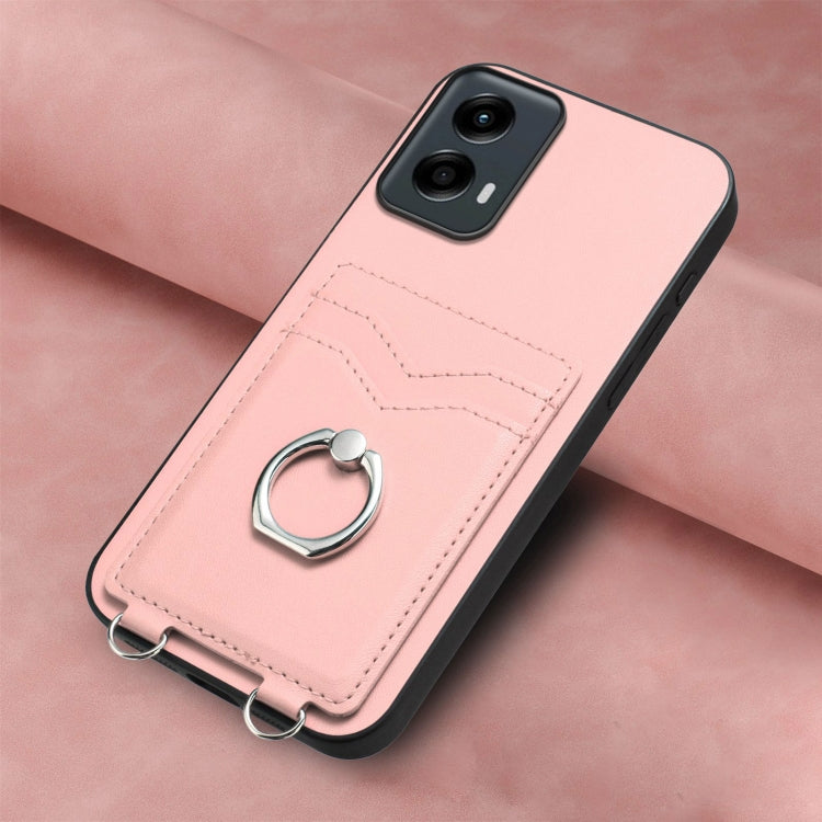 For Motorola Moto G 5G 2024 R20 Ring Card Holder Phone Case(Pink)