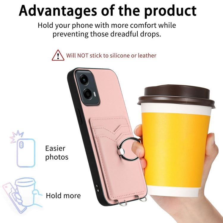 For Motorola Moto G 5G 2024 R20 Ring Card Holder Phone Case(Pink)