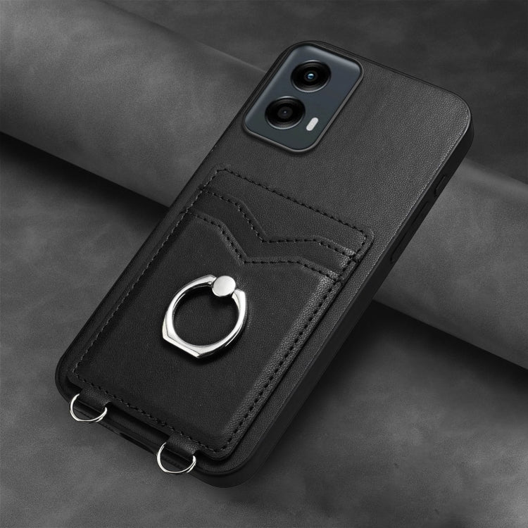 For Motorola Moto G 5G 2024 R20 Ring Card Holder Phone Case(Black)