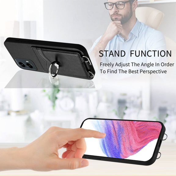 For Motorola Moto G 5G 2024 R20 Ring Card Holder Phone Case(Black)