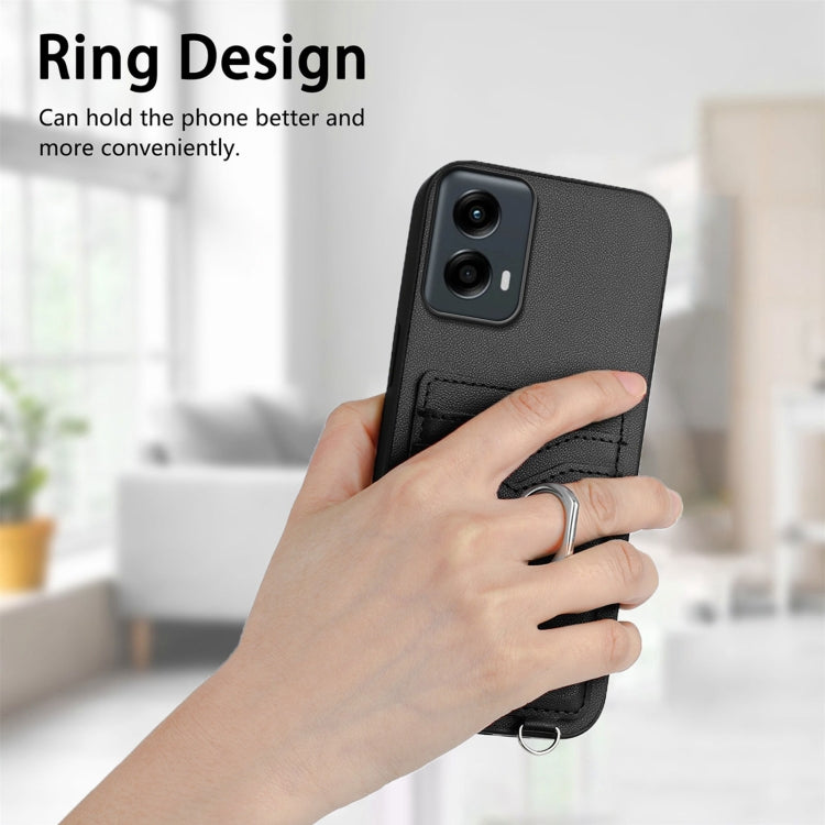 For Motorola Moto G 5G 2024 R20 Ring Card Holder Phone Case(Black)