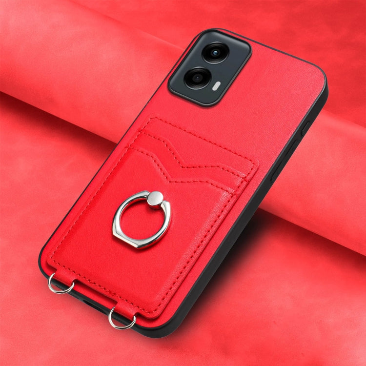 For Motorola Moto G 5G 2024 R20 Ring Card Holder Phone Case(Red)