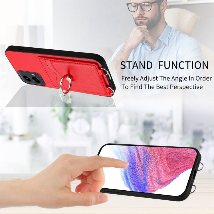 For Motorola Moto G 5G 2024 R20 Ring Card Holder Phone Case(Red)