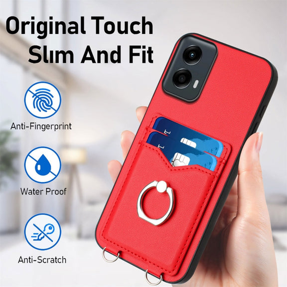 For Motorola Moto G 5G 2024 R20 Ring Card Holder Phone Case(Red)