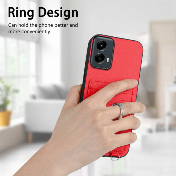 For Motorola Moto G 5G 2024 R20 Ring Card Holder Phone Case(Red)