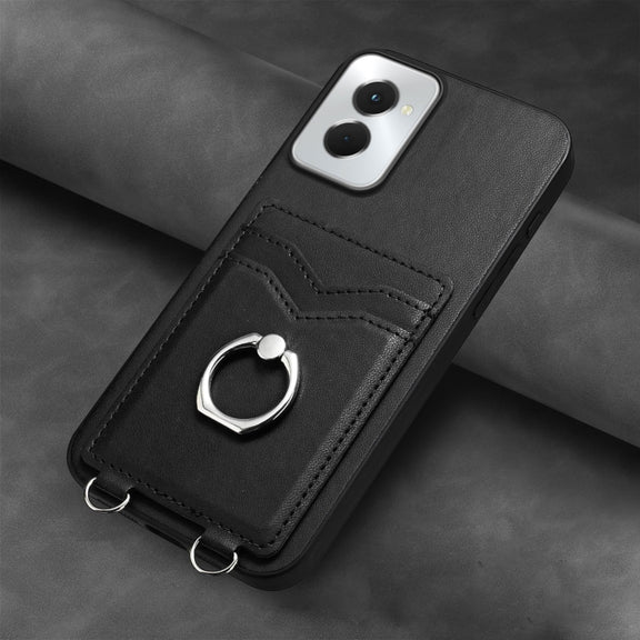 For Motorola Moto G Power 5G 2024 R20 Ring Card Holder Phone Case(Black)