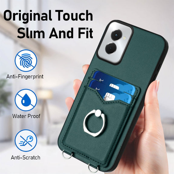 For Motorola Moto G Power 5G 2024 R20 Ring Card Holder Phone Case(Green)