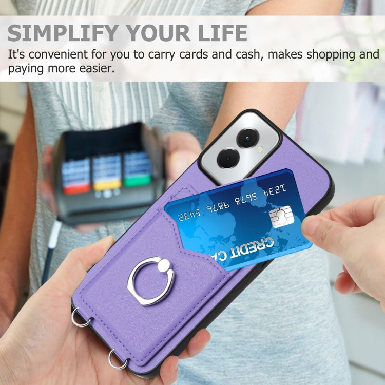 For Motorola Moto G Power 5G 2024 R20 Ring Card Holder Phone Case(Purple)