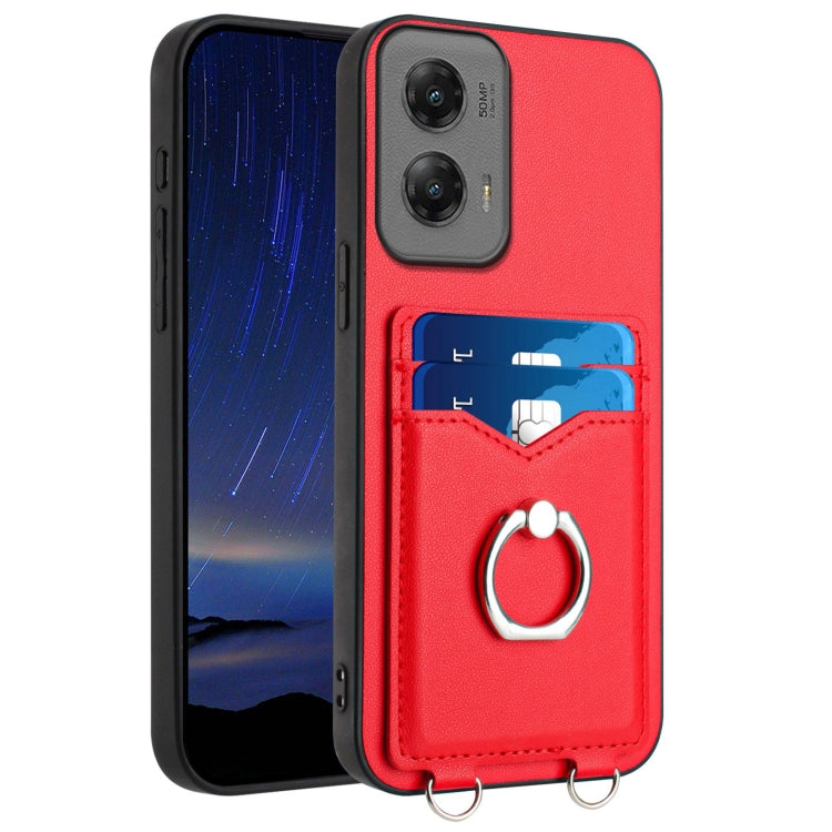 For Motorola Moto G Stylus 5G 2024 R20 Ring Card Holder Phone Case(Red)