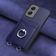 For Motorola Moto G Stylus 5G 2024 R20 Ring Card Holder Phone Case(Blue)