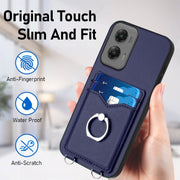 For Motorola Moto G Stylus 5G 2024 R20 Ring Card Holder Phone Case(Blue)