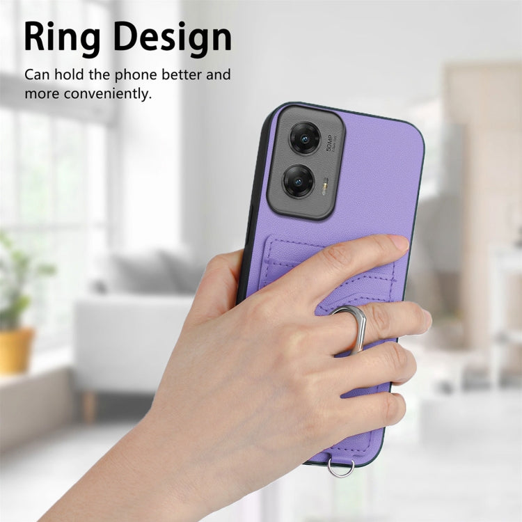 For Motorola Moto G Stylus 5G 2024 R20 Ring Card Holder Phone Case(Purple)