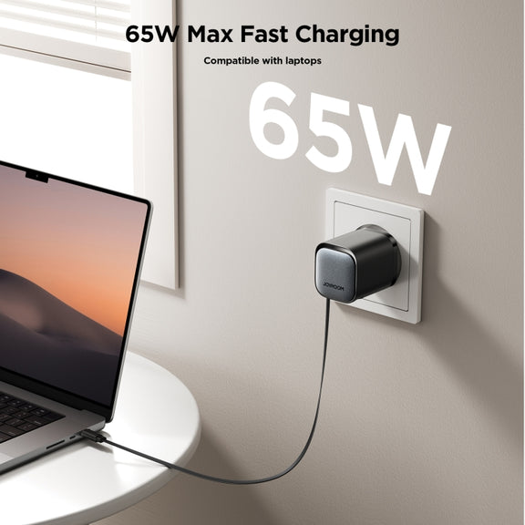 JOYROOM JR-TCL02 GaN 65W 2-Port Charger with Retractable Cable, EU Plug