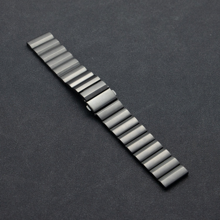 22mm Three Plants Flat Buckle Titanium Alloy Watch Band(Black)