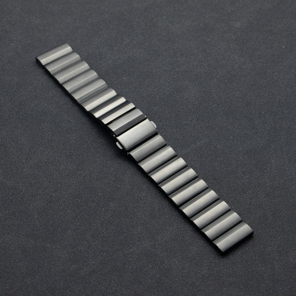 22mm Three Plants Flat Buckle Titanium Alloy Watch Band(Black)