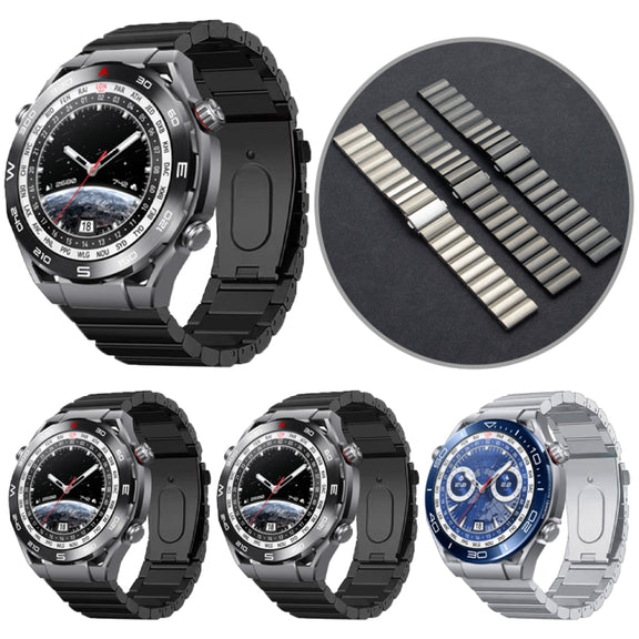 22mm Three Plants Flat Buckle Titanium Alloy Watch Band(Black)
