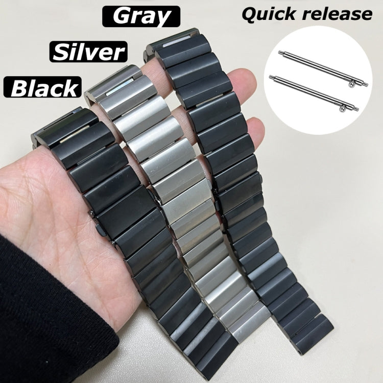 22mm Three Plants Flat Buckle Titanium Alloy Watch Band(Black)