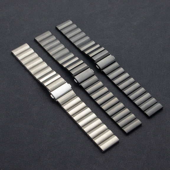 22mm Three Plants Flat Buckle Titanium Alloy Watch Band(Black)
