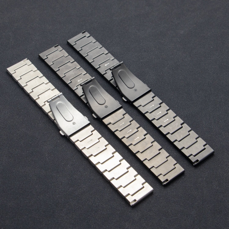 22mm Three Plants Flat Buckle Titanium Alloy Watch Band(Black)