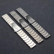 22mm Three Plants Flat Buckle Titanium Alloy Watch Band(Black)
