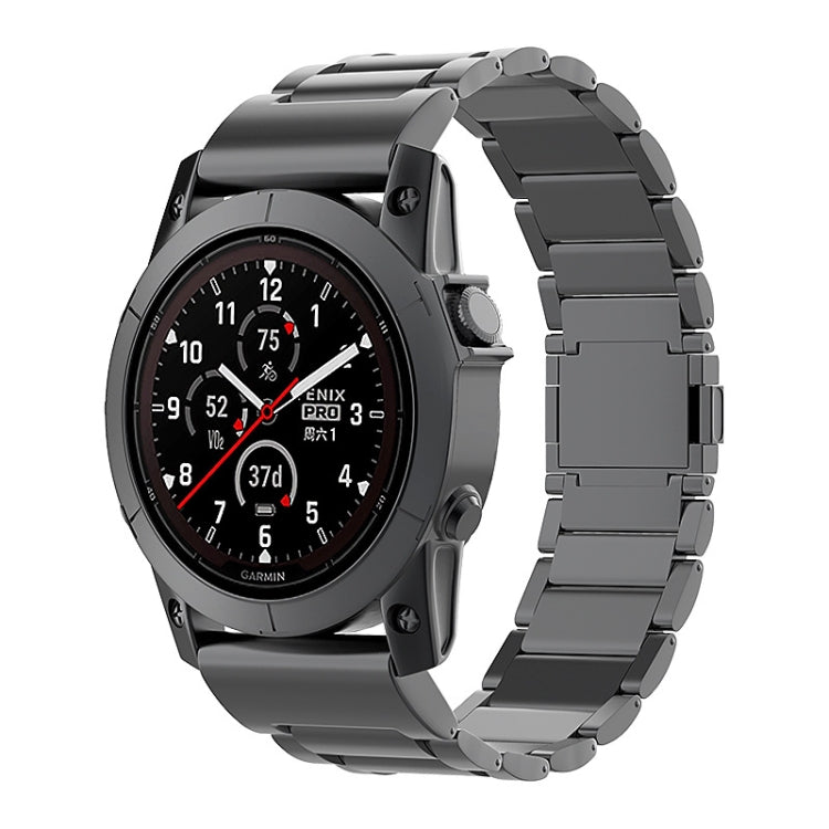 For Garmin Fenix 7 / Forerunner 965 22mm Three-Bead Magnetic Buckle Metal Quick Release Watch Band(Black)