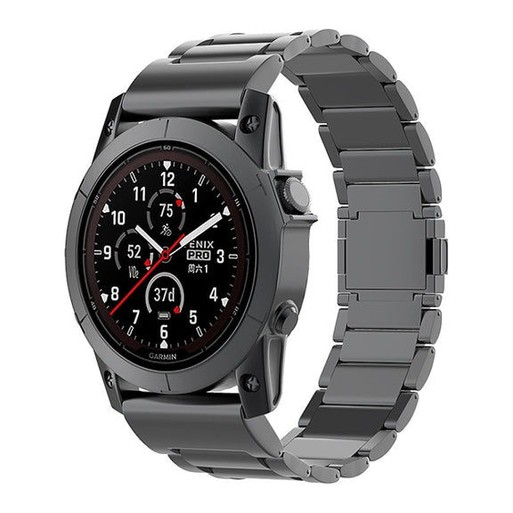 For Garmin Fenix 7 / Forerunner 965 22mm Three-Bead Magnetic Buckle Metal Quick Release Watch Band(Black)