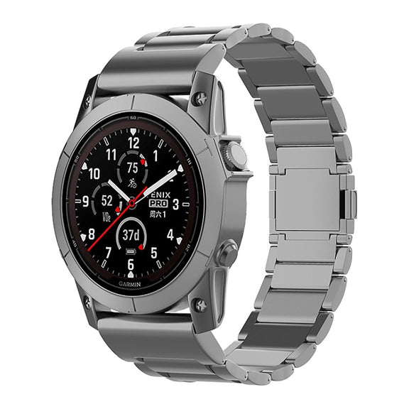 For Garmin Fenix 7 / Forerunner 965 22mm Three-Bead Magnetic Buckle Metal Quick Release Watch Band(Grey)