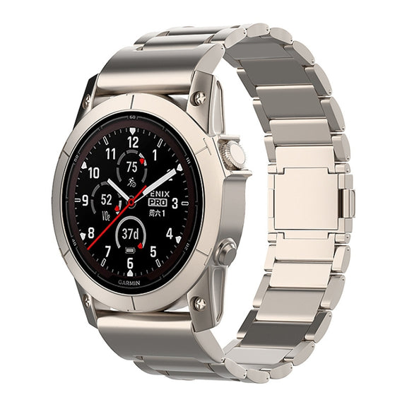 For Garmin Fenix 7 / Forerunner 965 22mm Three-Bead Magnetic Buckle Metal Quick Release Watch Band(Titanium)