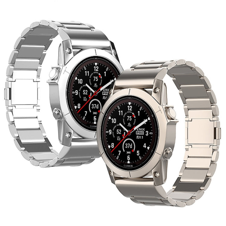 For Garmin Fenix 7 / Forerunner 965 22mm Three-Bead Magnetic Buckle Metal Quick Release Watch Band(Black)