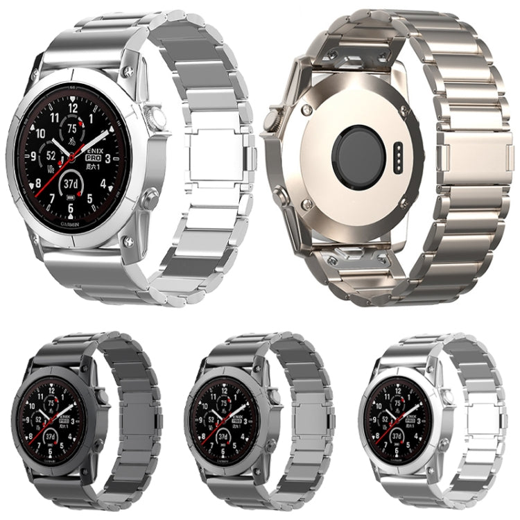 For Garmin Tactix 7 Pro / Fenix 7X 26mm Three-Bead Magnetic Buckle Metal Quick Release Watch Band(Silver)