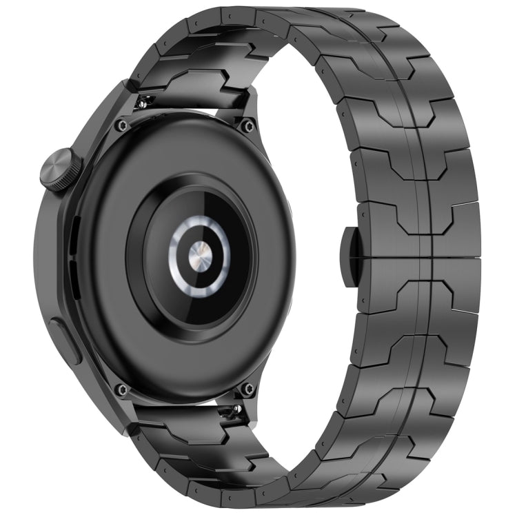 22mm Butterfly Buckle Titanium Alloy Watch Band(Black)