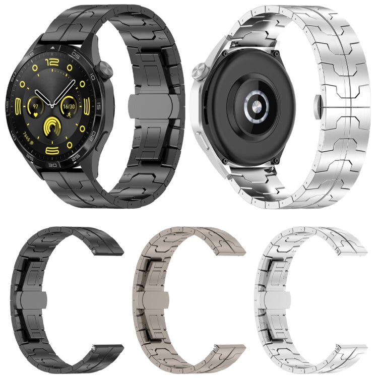 22mm Butterfly Buckle Titanium Alloy Watch Band(Black)